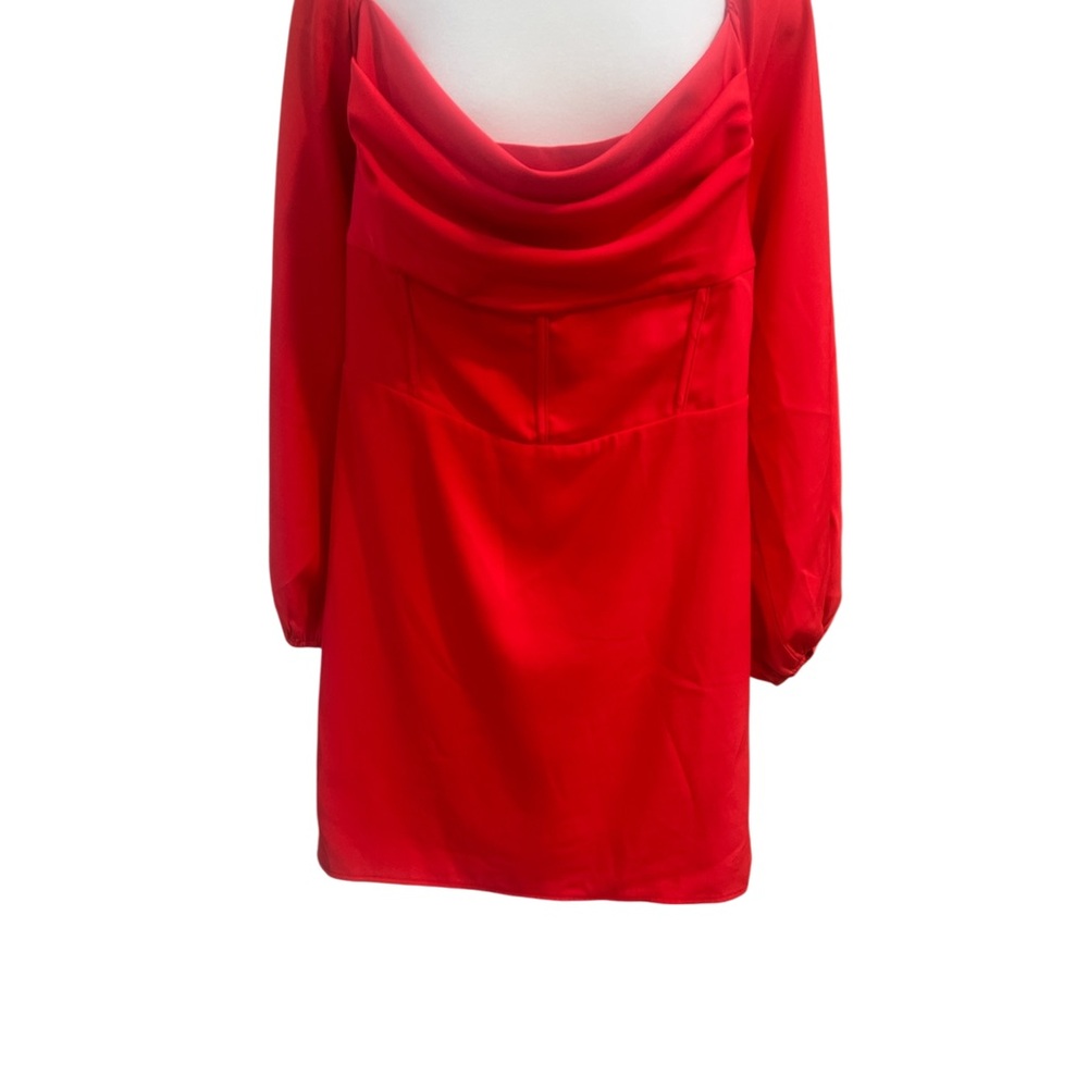 Princess Polly Lillie Mini Dress Womens 16 Red Long Sleeve Cowl Neck‎ Corset - Picture 3 of 9